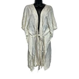 Sweet Magnolia Off White Cream Lace Tie Waist Lightweight Cardigan OS‎